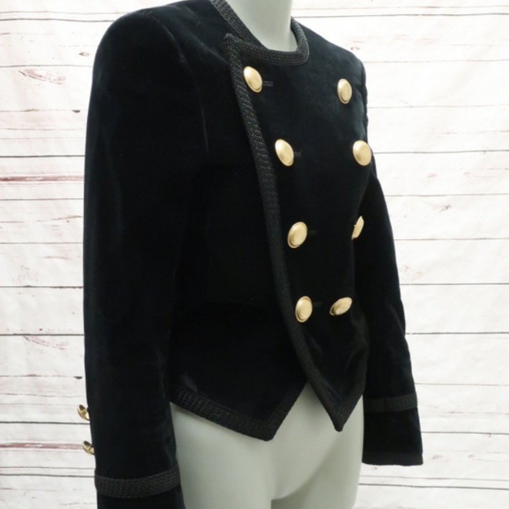 Saint Laurent Jacket Spencer Black Velvet Size 40 - Picture 4 of 8